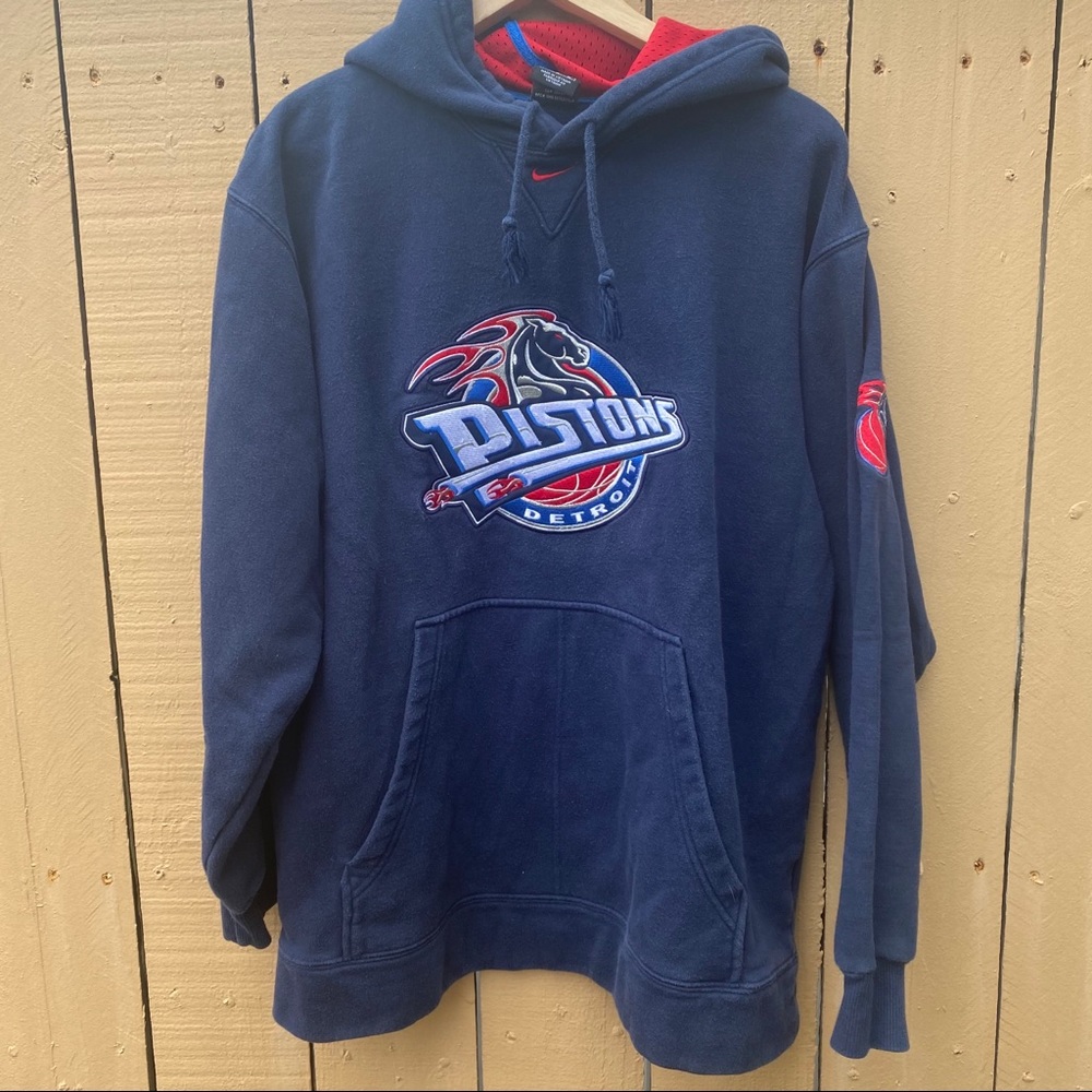 Vtg Detroit Pistons Nike Center Mini Swoosh Hoodie